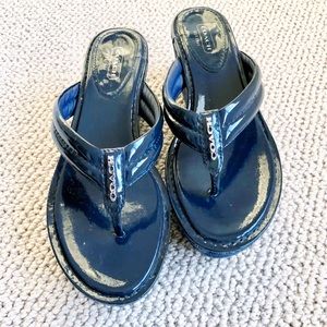 Coach Nella Patent Wedge 👡 Navy